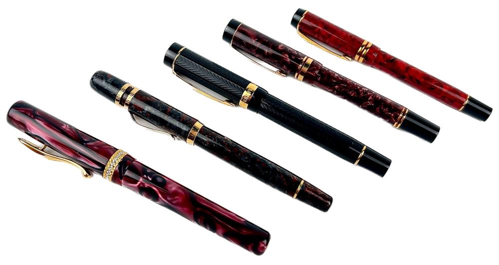 FIVE FOUNTAIN PENS LENGTHS APPROX  3af4c5