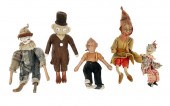 FIVE FIGURAL TOYS 20TH CENTURY HEIGHTS