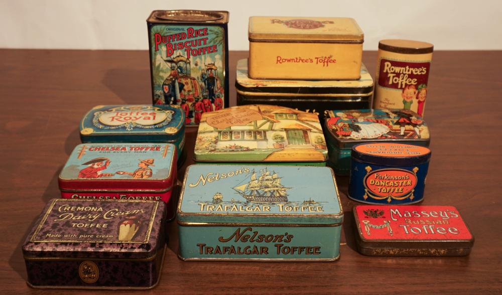 GROUP OF BRITISH SMALL TOFFEE TINS  3b20c6