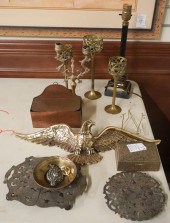 COLLECTION OF BRASS CANDLESTICK HOLDERS,