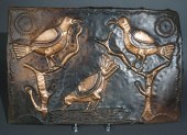 FOLK ART EMBOSSED PATINATED COPPER RELIEF