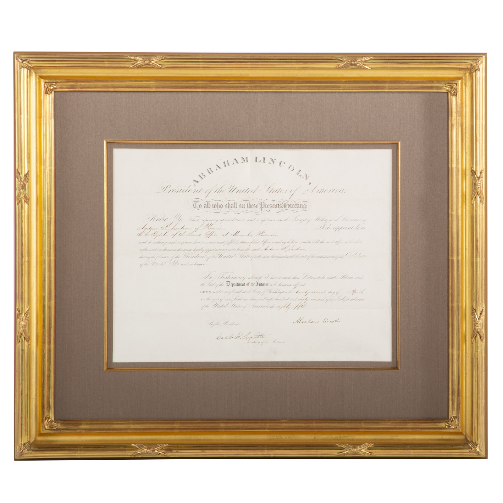 ABRAHAM LINCOLN SIGNED DOCUMENT  3b2a0c