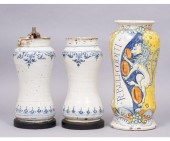 Pair of Delft jars, 19th c., converted