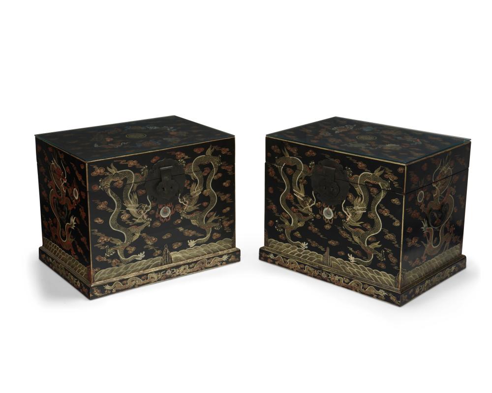 A PAIR OF CHINESE LACQUERED STORAGE 3b2e89