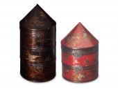 TWO CHINESE MULTI-TIERED HAT BOXESTwo