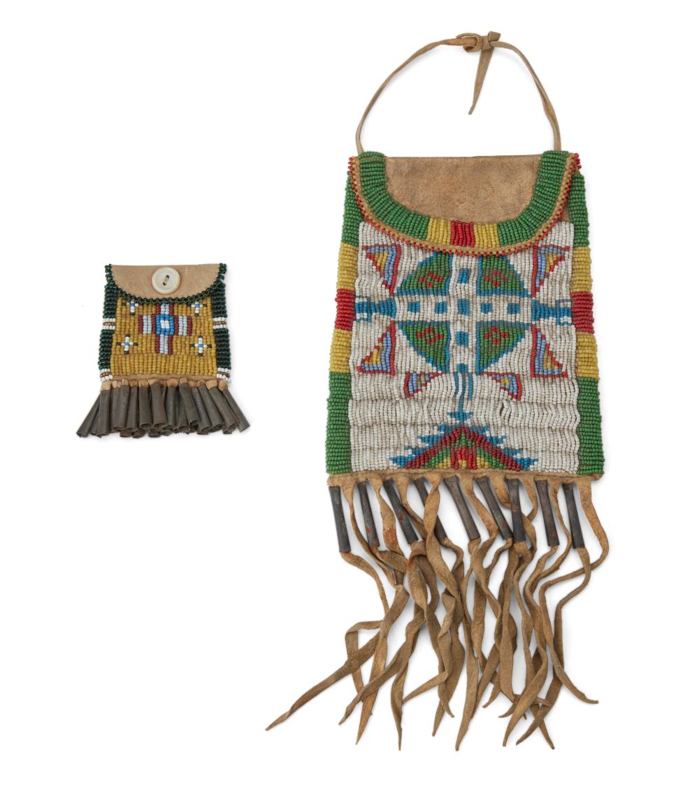 TWO SIOUX BEADED HIDE BAGSTwo Sioux 3b2ef5