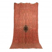 LARGE VICTORIAN WOOL PAISLEY SHAWL WITH
