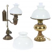 ANTIQUE LIGHTING: BRASS TABLE AND STUDENT
