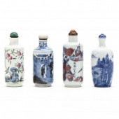 FOUR CHINESE PORCELAIN SNUFF BOTTLES