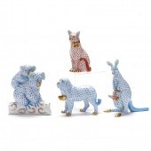 FOUR HEREND FISHNET ANIMAL FIGURINES