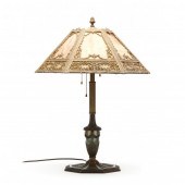 BRADLEY & HUBBARD SLAG GLASS TABLE LAMP