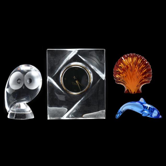 FOUR SIGNED CRYSTAL OBJECTS Including 3b343f
