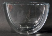 An Orrefors glass vase, with engraved