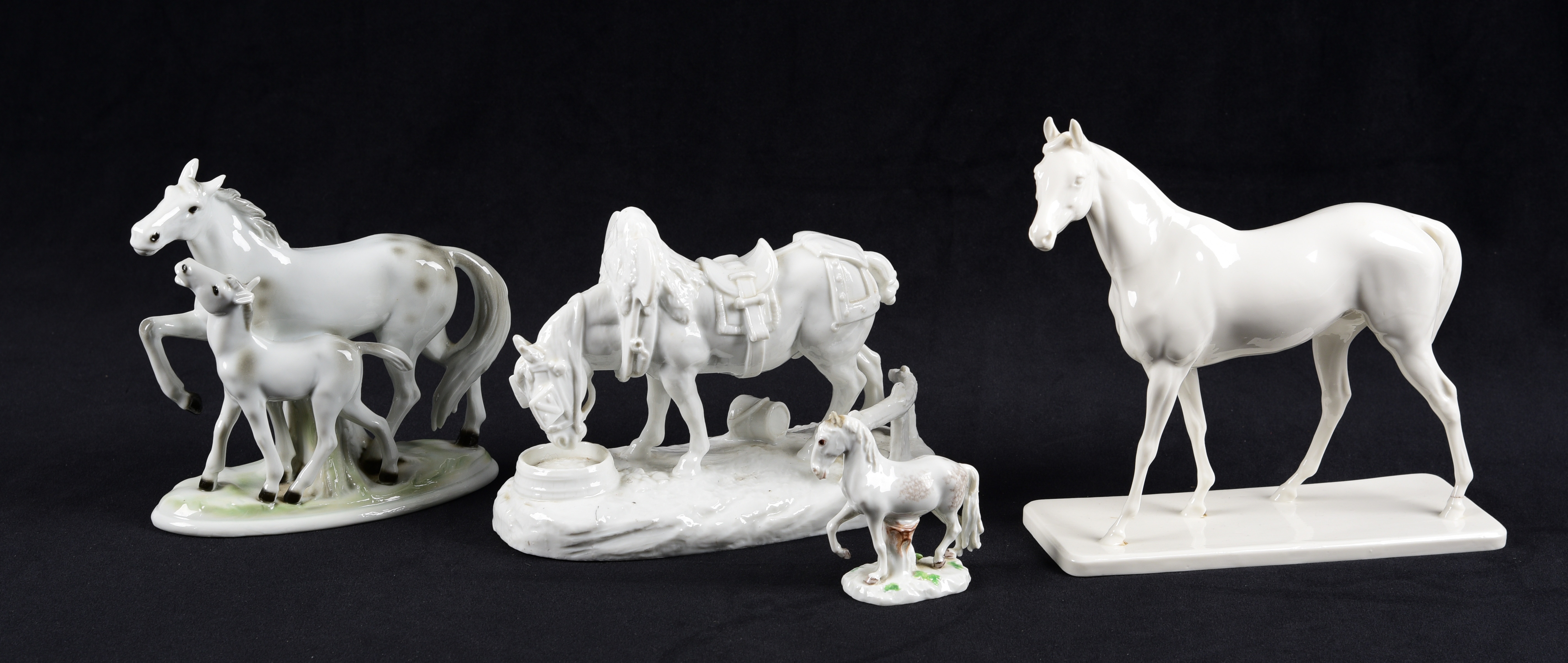 (4) Porcelain horse figurines,