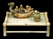 ASIAN: CARVED IVORY, THREE PIECES, INCLUDING: