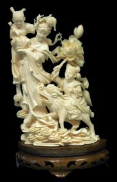 ASIAN: CARVED IVORY FIGURE OF EMPRESS