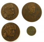 +COINS: ONE SILVER COIN AND THREE BRONZE