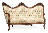 CARVED, LAMINATED ROSEWOOD SOFA. ATTR.