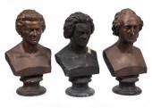 THREE PAINTED PLASTER BUSTS OF COMPOSERSGroup