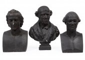 THREE PAINTED PLASTER BUSTS OF HISTORICAL