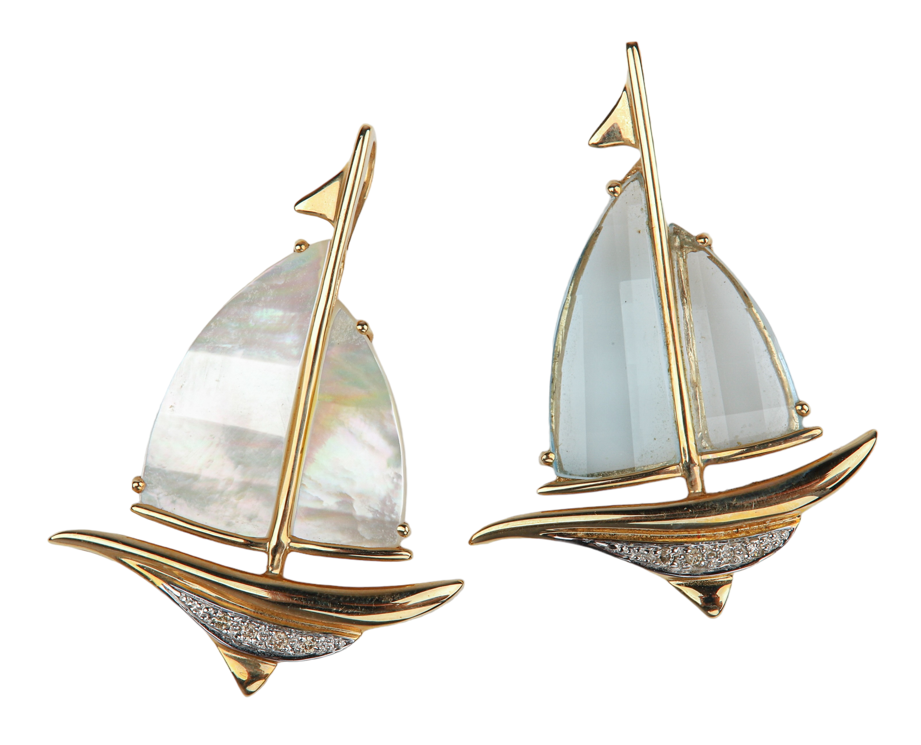  2 14K yellow gold sailboat pendants  3b18f6