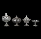 (4) Pattern glass compotes, c/o flint