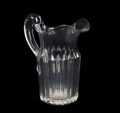 Flint glass prism pitcher, applied handle,