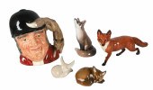 (5) Porcelain fox theme items, c/o Royal