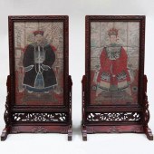 PAIR OF CHINESE ANCESTOR PORTRAITS WITH