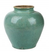 Chinese pottery vase, turquoise glaze,