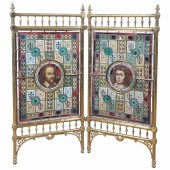 2-Part brass and stained glass screen,