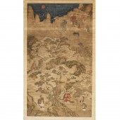 CHINESE SCHOOL, LARGE PAPER SCROLL PAINTING