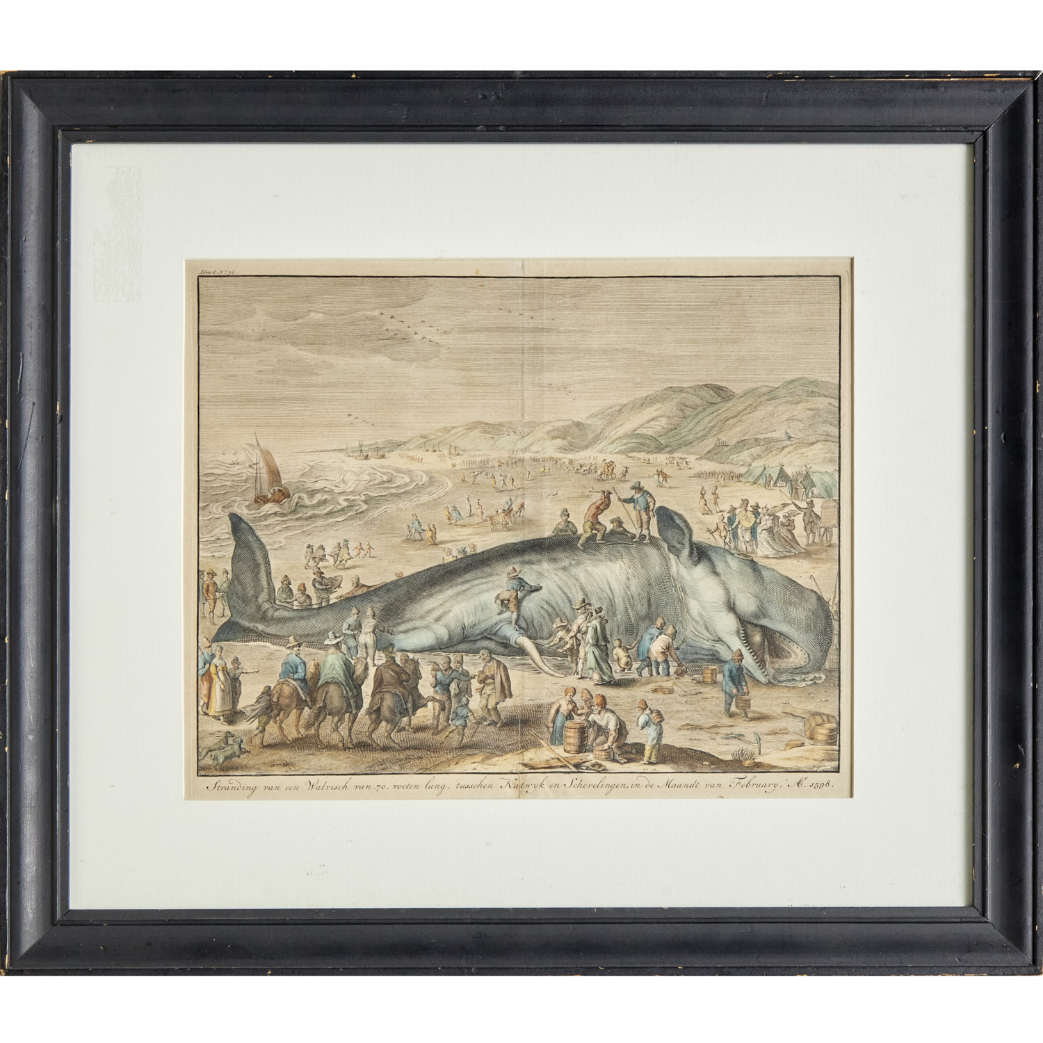  WHALING HAND COLORED ENGRAVING  3b48cb
