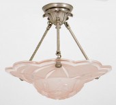 DEGUE FRENCH ART DECO ROSE GLASS CHANDELIER