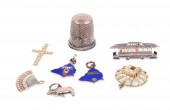 (8) Gold charms and thimble to include