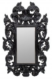 BAROQUE REVIVAL BLACK LACQUERED BEVELED