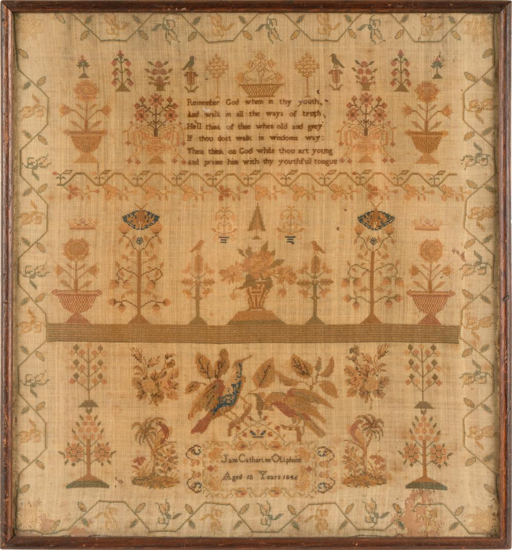 19TH CENTURY EMBROIDERY SAMPLER19th 3b51ca