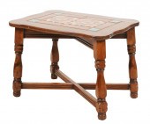 CATALINA-STYLE TILE-INSET OAK END TABLECatalina-Style