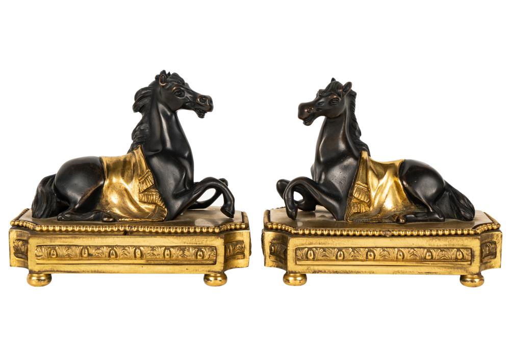 PAIR OF CONTINENTAL GILT AND PATINATED