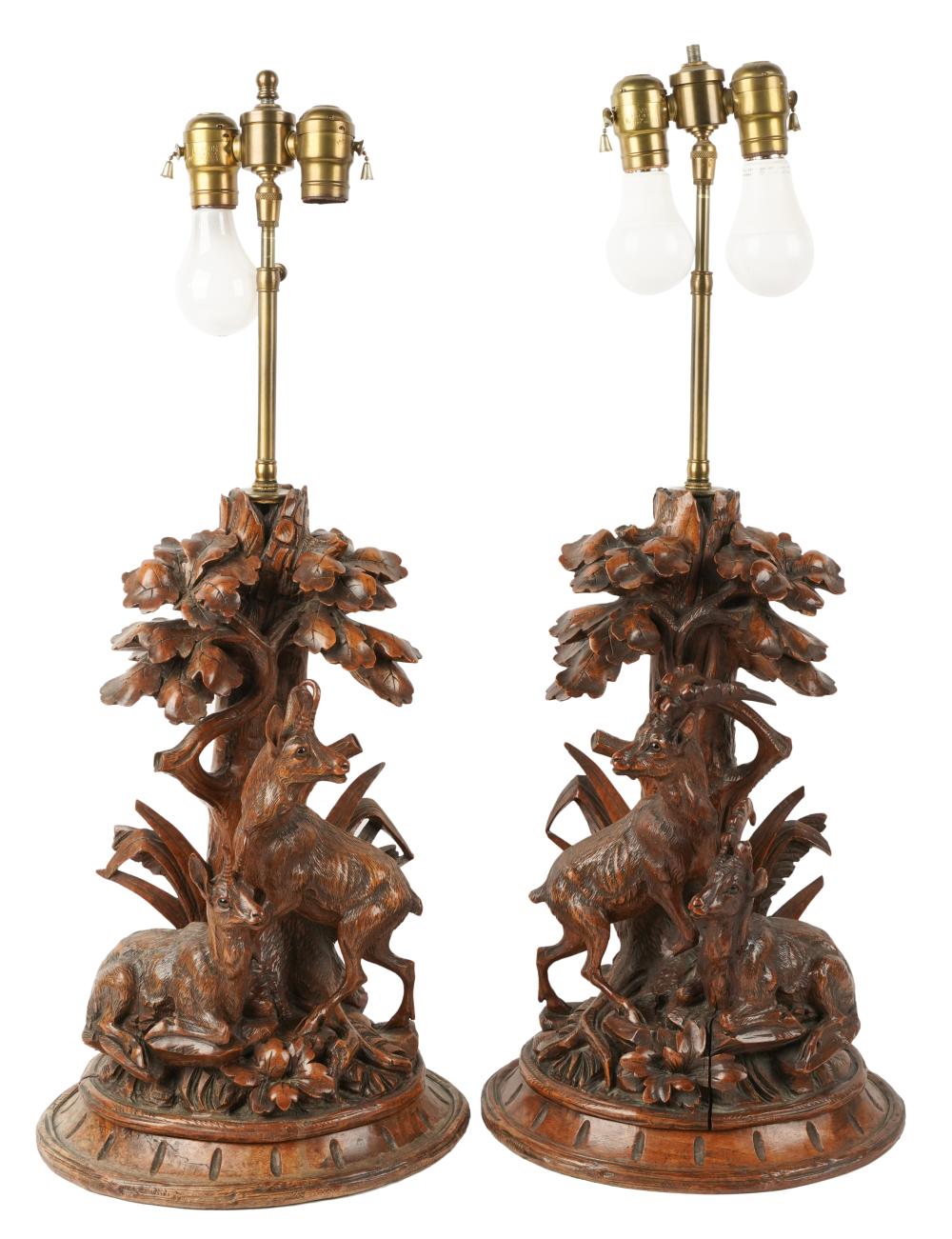 PAIR OF BLACK FOREST STYLE CARVED 3b55b5