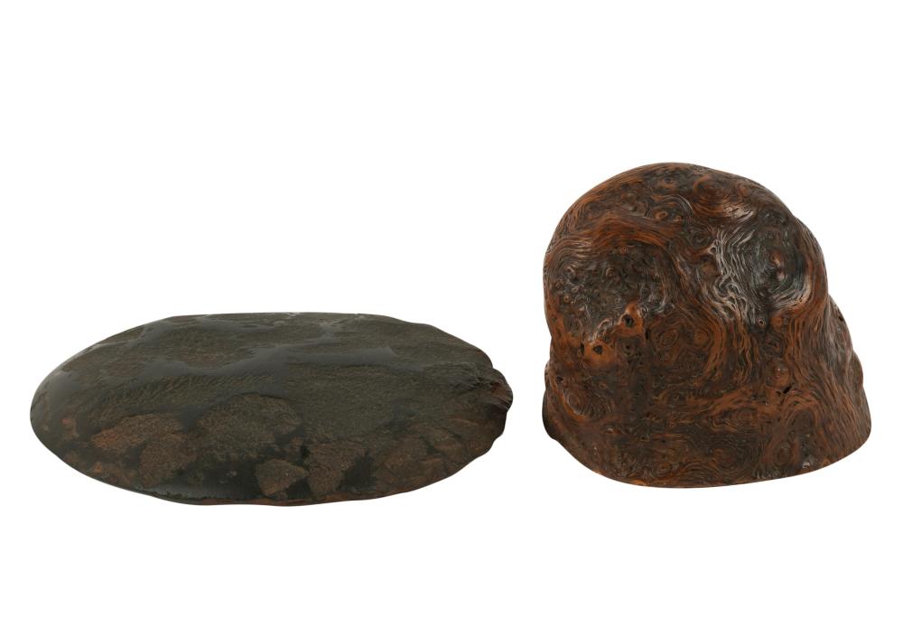 STONE SPECIMEN AND AN ASIAN WOOD 3b5688