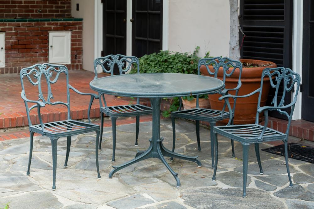 GREEN PAINTED METAL PATIO DINING 3b568e