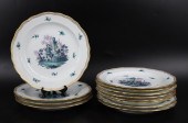 A SET OF 12 ANTIQUE MEISSEN HAND PAINTED