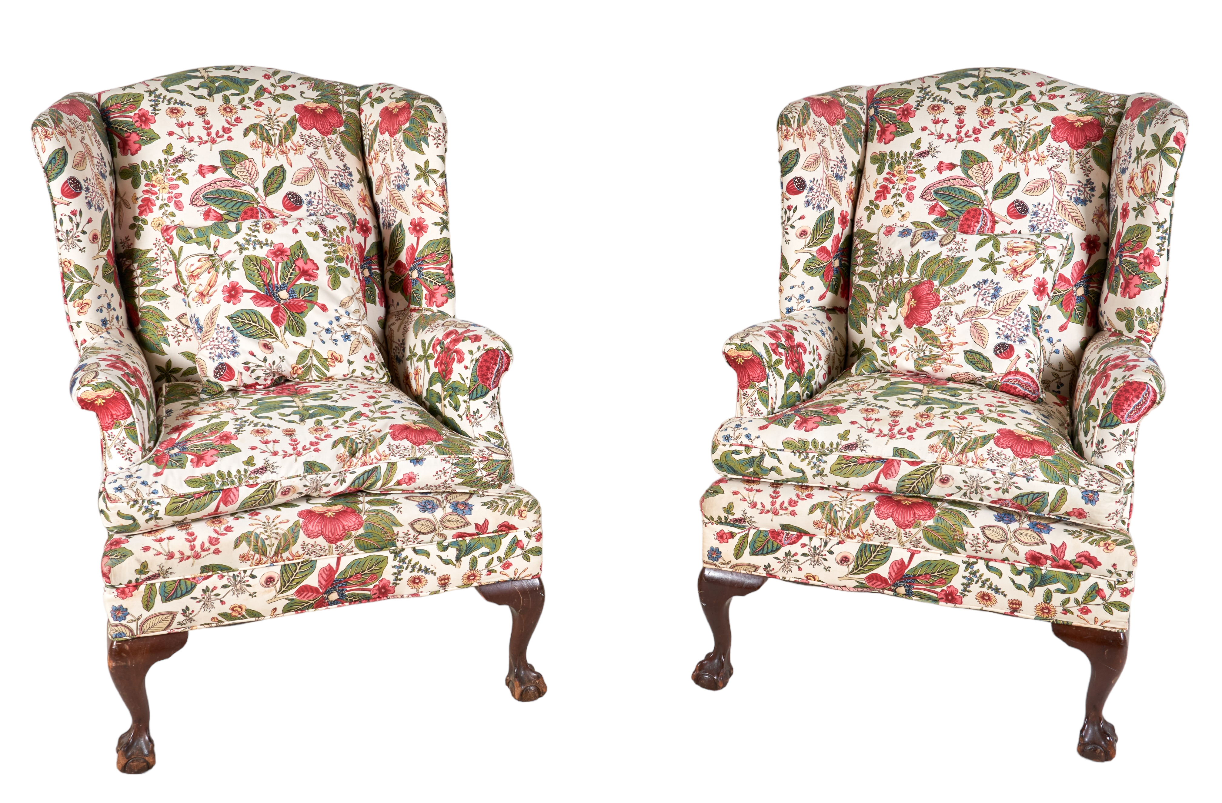 Pair Chippendale style upholstered 3b39a3