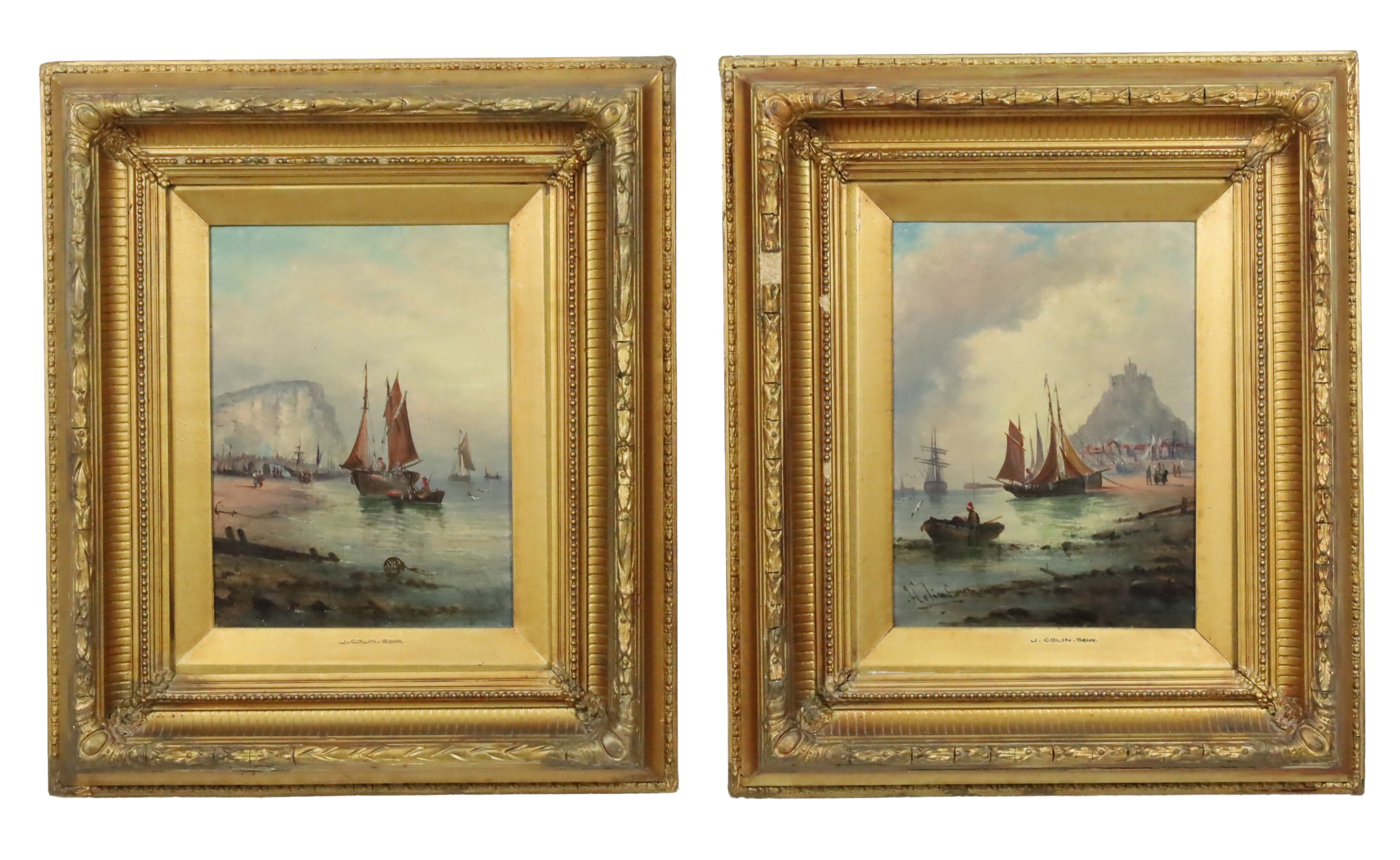 PAIR OF OIL ON CANVAS SEASCAPES  3b3a1e