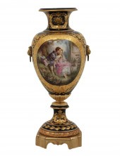 36 FRENCH BRONZE MOUNTED SEVRES URN,