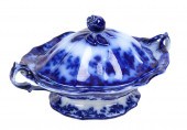 J&G Alcock flow blue ironstone covered