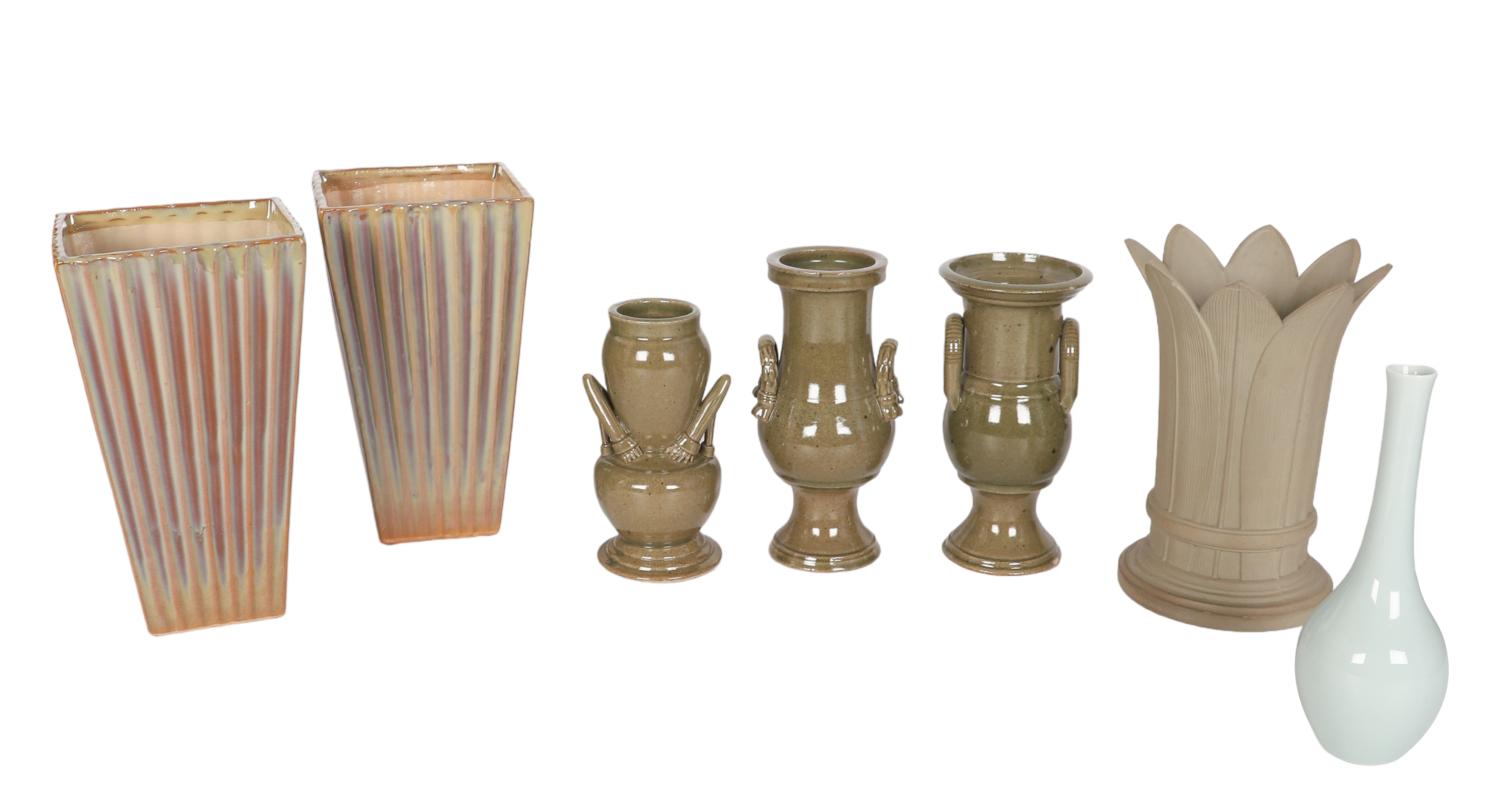  7 Asian porcelain pottery vases  3b3c57
