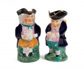 TWO ENGLISH STAFFORDSHIRE FIGURAL TOBY