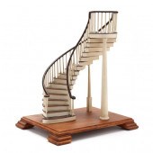 A MINIATURE WOOD MODEL OF A SPIRAL STAIRCASE